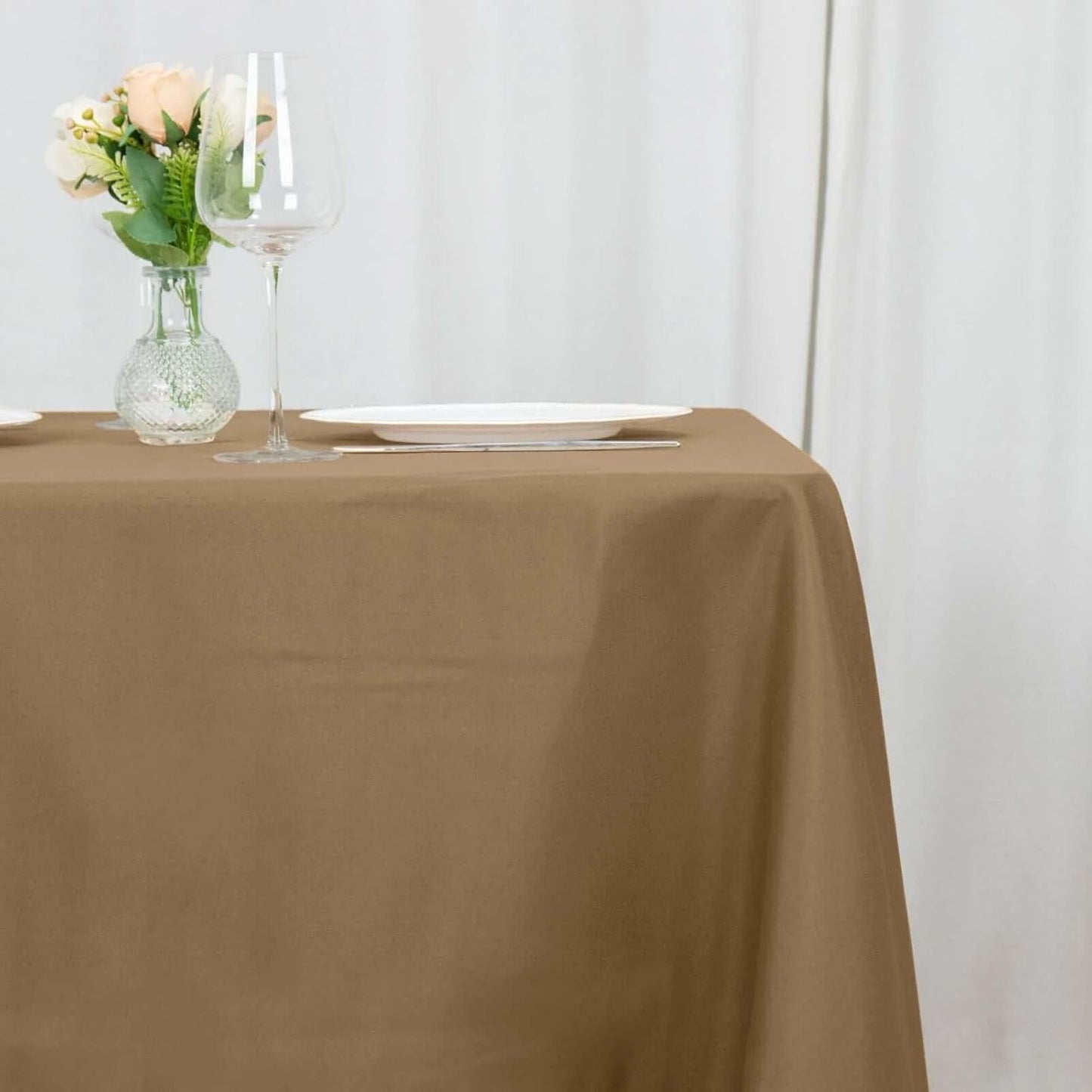 Efavormart 70" Square Linens Taupe Wholesale Linens Polyester Square Linen Tablecloth for Wedding Banquet Party Restaurant