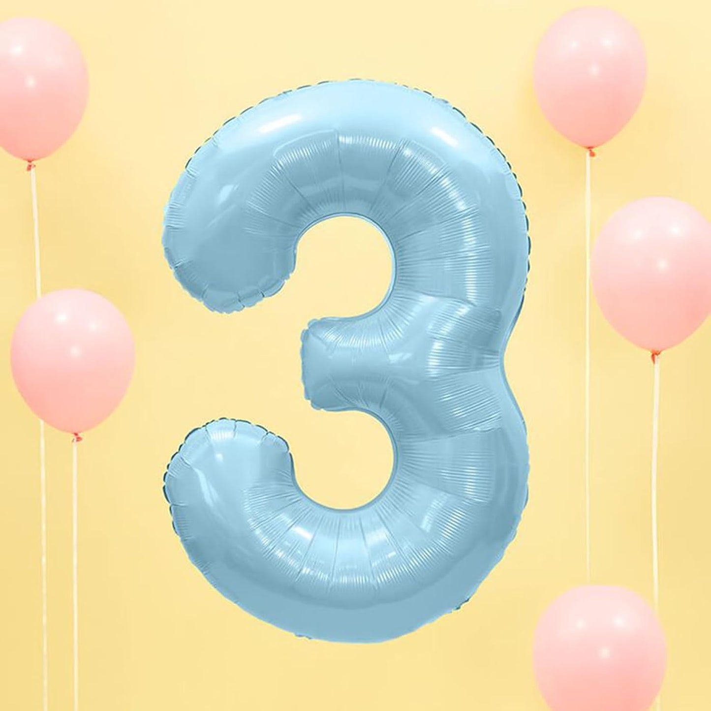 40 Inch Blue Large 0-9 Numbers Balloons,Digit 3 Helium Balloons,3rd Year Old Birthday Decor Foil Mylar Big Number Pastel Balloons for Birthday Party Anniversary Supplies Decorations (Blue 3)