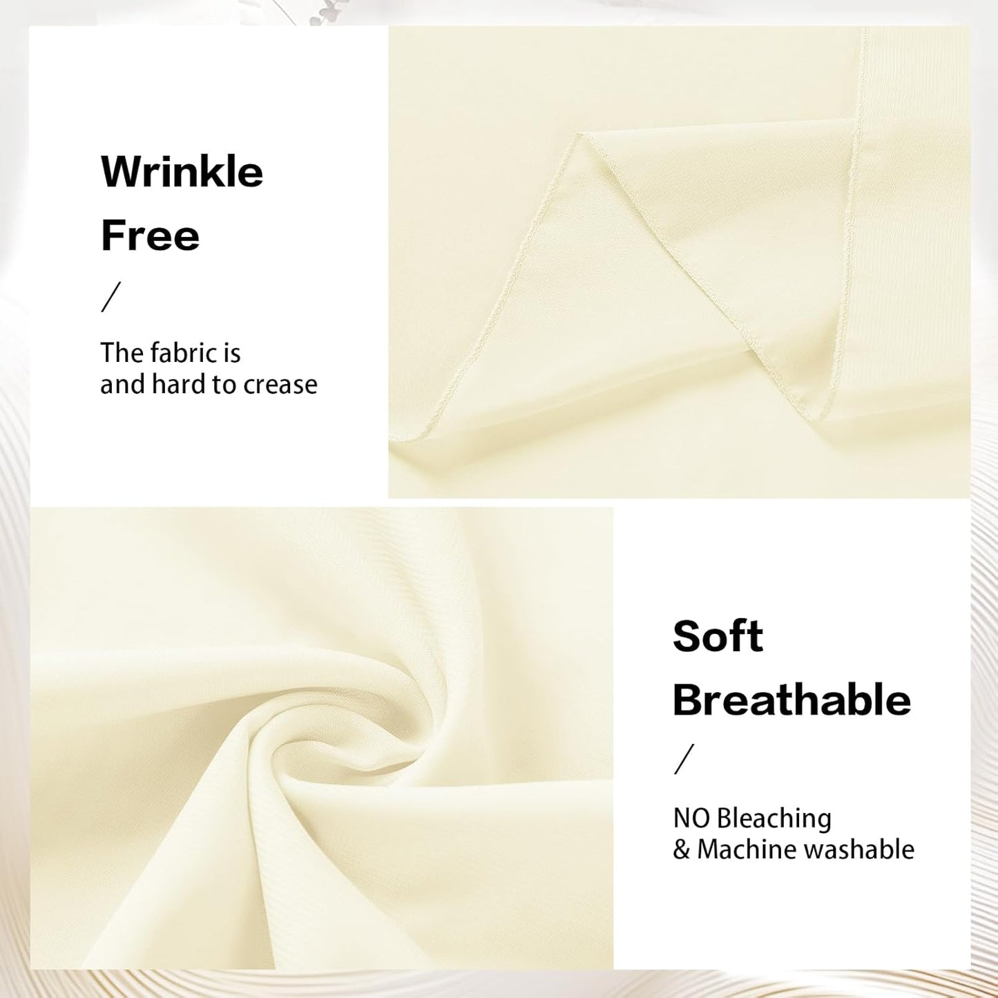 VOK Wedding Arch Draping Fabric Chiffon Fabric, 29in x 18Ft 2 Panels Sheer Chiffon Outdoor Curtain for Wedding Ceremony Birthday Party Decoration (Light Yellow,2 Panel)