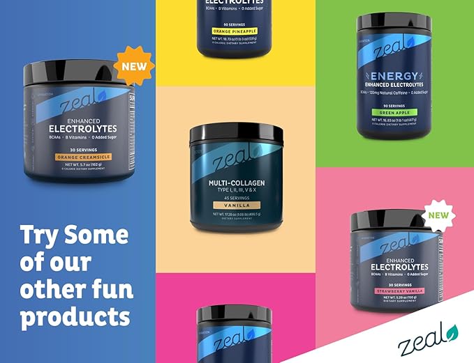 Zeal Electrolyte Powder Recovery Drink (30 Servings | Orange Creamsicle) w 0 Sugar +BCAAs +B-Vitamins Electrolyte Supplement w Potassium Zinc & Magnesium for Hydration - Keto Electrolytes