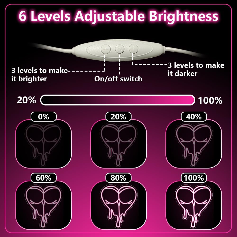 Pink Peach Neon Sign,Lady LED Light Sign for Backdrop,Melting Heart Wall Art Decor for Bar Pub Store Bedroom Club Party Man Cave,Gift for Men Women USB Powered（15"*12.6"）