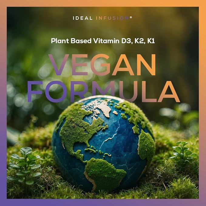 Vegan Vitamin D3 10,000 iu with K2 + K1: 100% Plant Based Vitamin D3 with Coconut MCT Powder, Bone Health, Immune Support (90 Servings) Oil-Free Formula