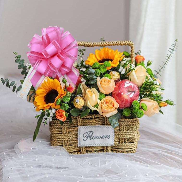 6 Count Pink Organza Satin Pull Bows, 6 inches, Wedding, Bridal Shower, Baby Shower, Modern Style, Flower Shaped, Easy to Use, Gift Wrapping Decorations