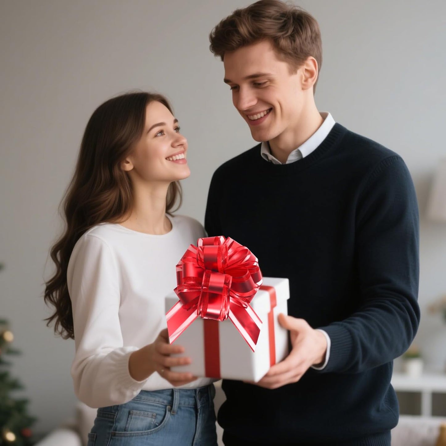 6 Pcs 6 Inch Red Pull Bows, Perfect for Gift Wrapping, Weddings, Party Decorations, Crafts Easy-to-Use Pull Bows for Gifts and Events