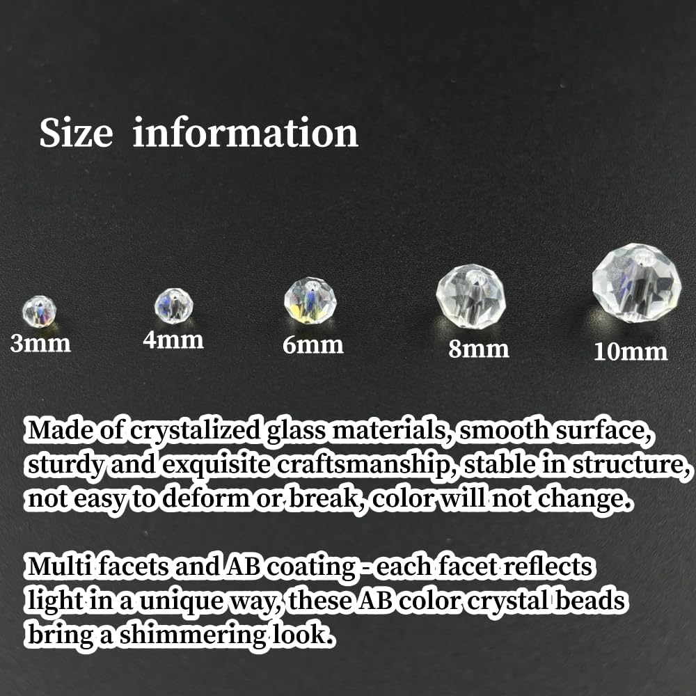 50pcs 10mm Crystal Glass Beads for Crafts Faceted Rondelle Glass Beads for Jewelry Making Crystal Spacer Beads for Necklaces Bracelets Earrings DIY Craft(Crystal AB)