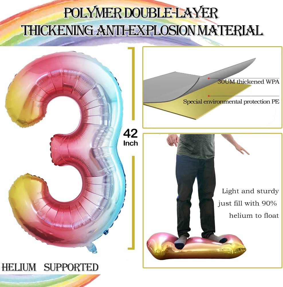 GOER Number 23 Balloons for 23rd Birthday Party Decorations,42 Inch Jumbo Foil Helium 32 Balloons for 32nd Birthday Party Decoration (Rainbow)