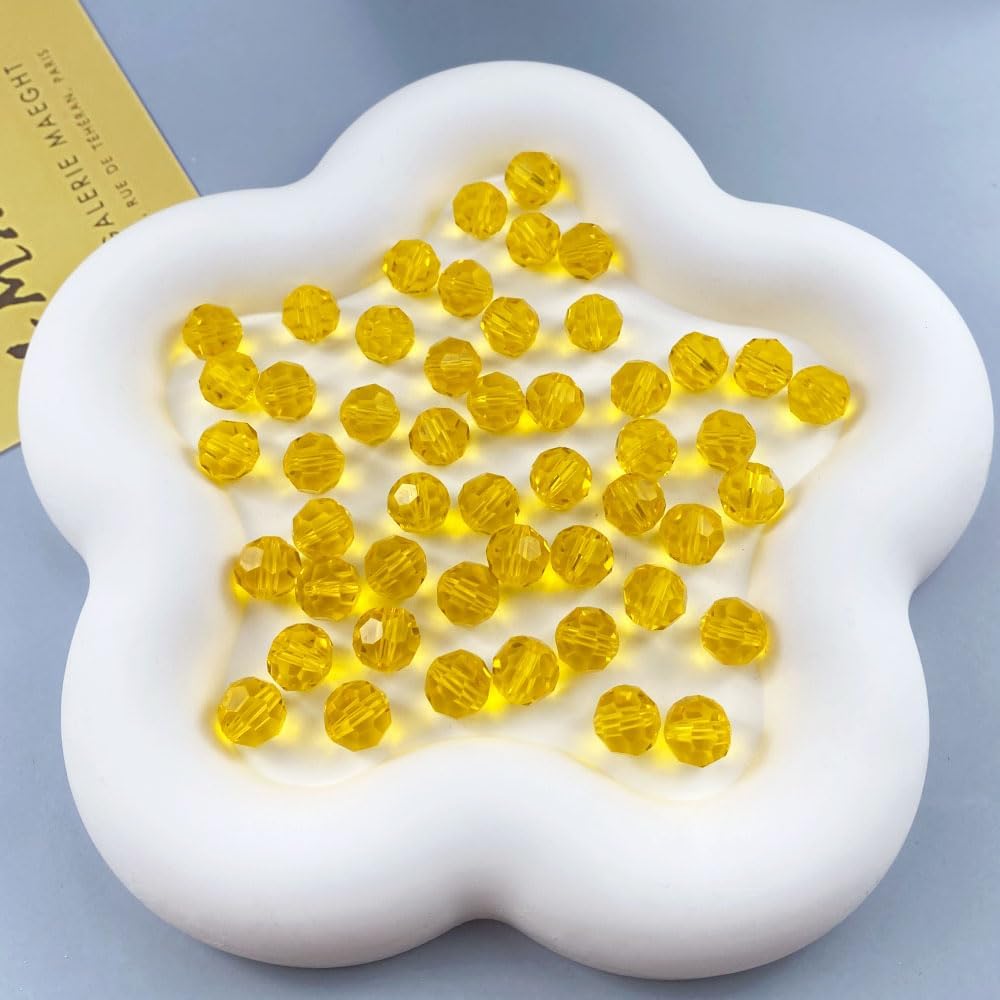 400 PCS 4mm Crystal Glass Beads Round Multiple Faceted Loose Spacer Glass Beads for DIY Handcrafte Bracelet Necklace Earring Jewelry Making(Orange)