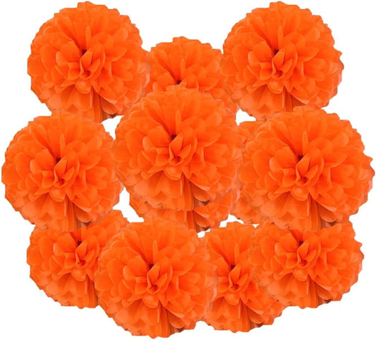 12pcs 10in 12in Orange Paper Pom Poms Tissue Paper Flower Hanging Paper Flower Balls Wedding Party Flower Decorations DIY Art Craft Blooms for Birthday Baby Shower Nursery Decor