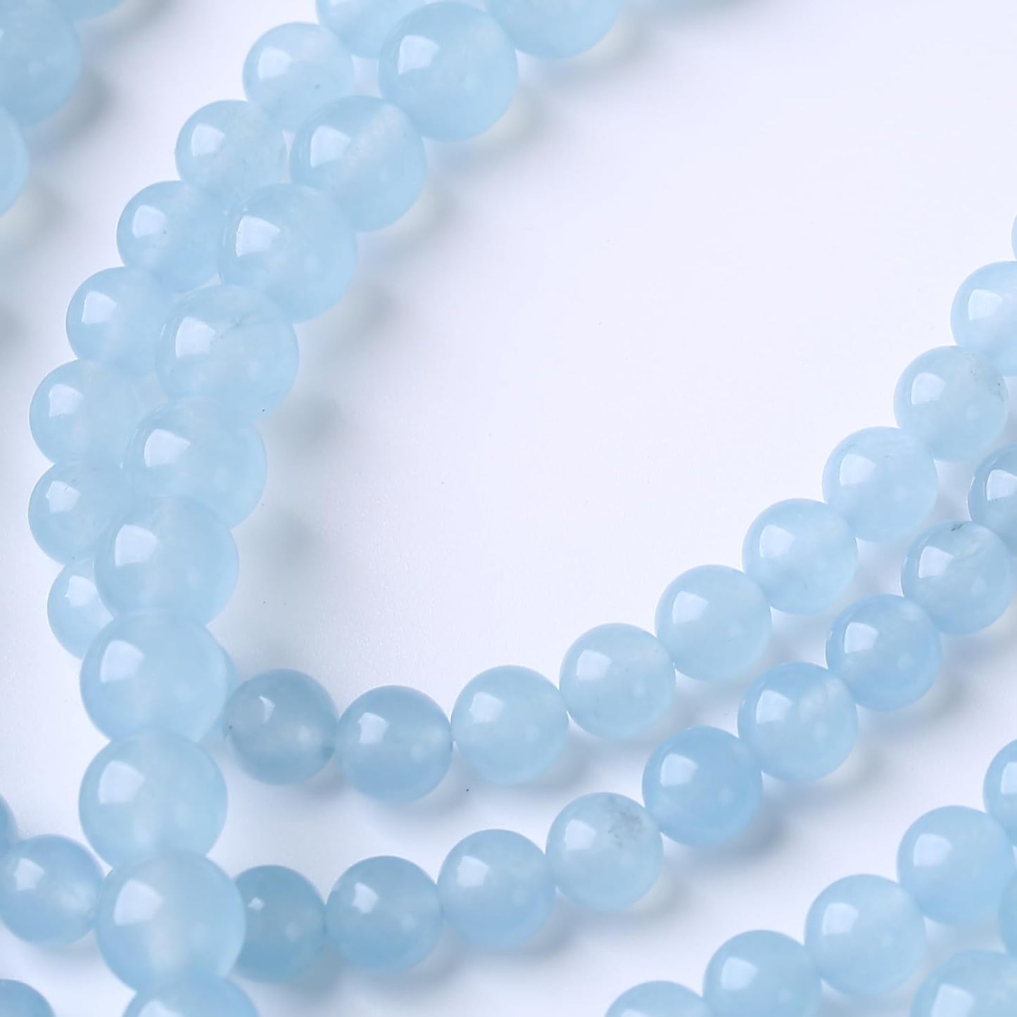 Ice Blue Chalcedony Stone Beads Gemstone Round Crystal Energy Jade Beads Stone Beads for Jewelry Making DIY Bracelet Necklace Jewelry Making 1 Strand 15.5inch 45PCS 8MM