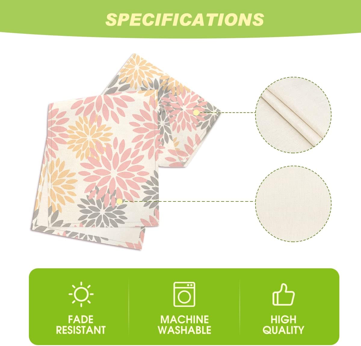 Artoid Mode Pink Dahlia Floral Pinnata Summer Table Runner, Spring Kitchen Dining Table Decoration for Home Party Decor 13x90 Inch