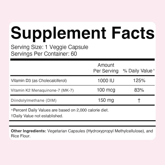 Divine Health's Hormone Zone |150mg of DIM | 100mcg of Vitamin K2 | 1000IU of Vitamin D3 | 60 Day Supply | 60 Capsules |