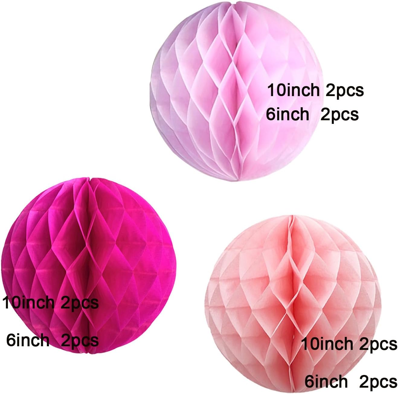 Hot Pink Paper Honeycomb Balls,12 Pack Hanging Tissue Pom Poms for Birthdays,Weddings,Fiesta,Home Party Decoration(Light Pink,Deep Pink,Hot Pink)
