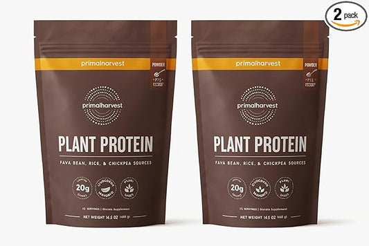 Primal Harvest Vegan Protein Powder for Nutritional Weight Support 20g Plant-Based Protein Per Serving from Fava Beans Chickpeas & Rice Chocolate Flavor 405g Gluten-Free Soy-Free No Added Sugar