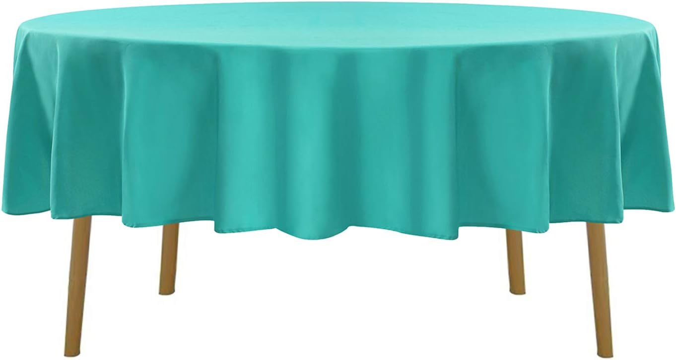 90 inch Round Tablecloth Washable Polyester Table Cloth Decorative Table Cover for Wedding Party Dining Banquet（90 inch,Turquoise）…