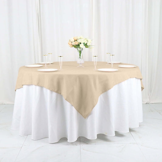 Efavormart 54x54 Nude Wholesale Linens Seamless Polyester Square Linen Tablecloth for Wedding Banquet Party Restaurant
