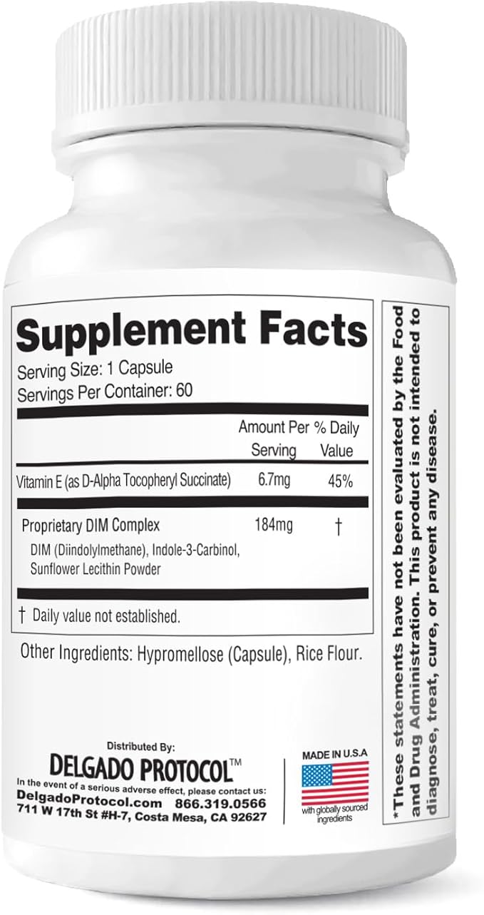 EstroBlock Estrogen Balance Supplement - Maintain Clear Skin, Body Defenses for Women & Men - Delgado Protocol - Original Formula w/No Crystalline DIM Against Dysfunction - 60 Capsules