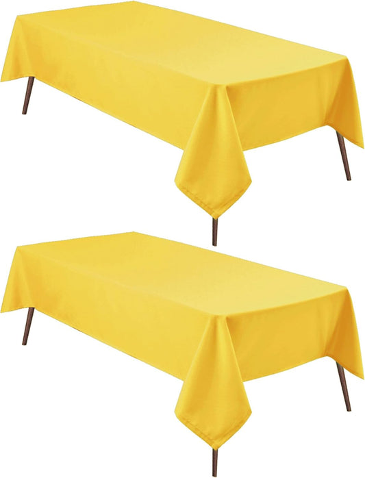 Hiasan 2 Pieces Yellow Rectangle Tablecloth - Spillproof and Waterproof Washable Table Cloth for Dining Room Kitchen Camping, 60 x 102 Inch