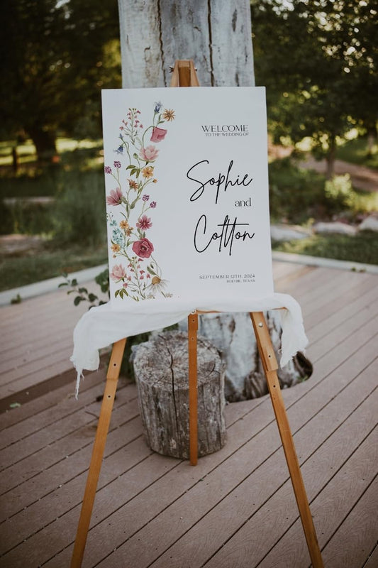 Floral Wedding Welcome Sign, Wedding Welcome sign, Colorful Wildflower Welcome Sign Template, Personalized Wedding Welcome Sign