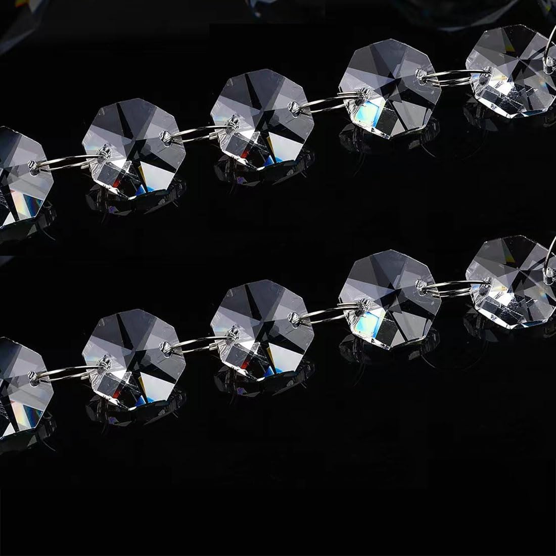 33FT Clear Crystal Glass Garland Strands,Hanging Chandelier Bead Chain,Hanging Ornament String Decorations for Centerpiece,Christmas Tree,Wedding, Party,Celebration