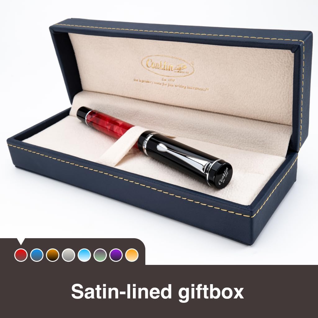 Conklin Duragraph Fountain Pen Red Nights - Fine Nib, Luxury Writing Instrument with Bold Red Finish