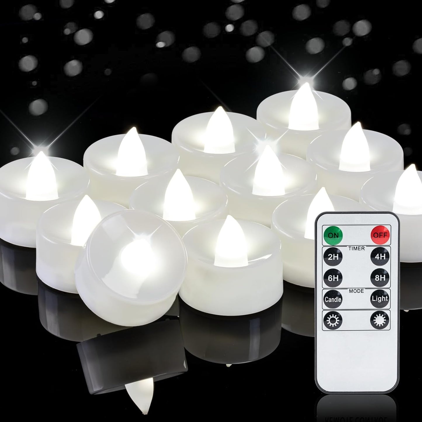 Homemory 12pcs Flameless LED Tea Lights with Remote & Timer, 400+Hours Realistic Flickering Battery Candles for Seasonal, Tabletop, and Centerpieces Decor