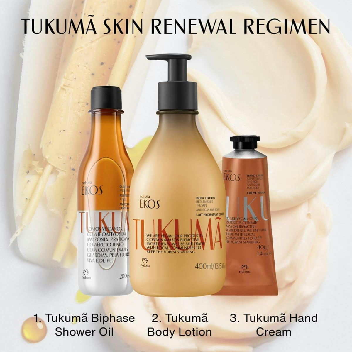 natura - Ekos Tukumã Biphase Shower Oil Refill - Replenishing In-Shower or Bath Body Oil - Anti-Signs of Aging - Skin Moisturizer - Vegan Skin Care - Brazilian Beauty Secrets - 6.7 fl oz (200ml)