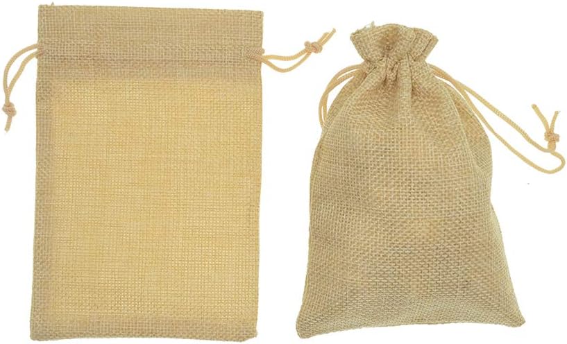 20Pcs Burlap Bags with Drawstring, Small Linen Gift Bags Jewelry Pouches Sacks for Christmas, Wedding Favor, Party, DIY Crafts (Flaxen, 3.9 x 5.5 inch)