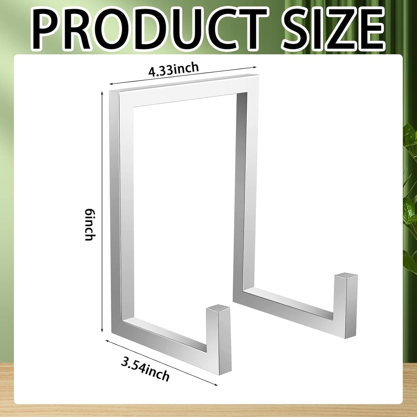 Sweetude 2 Pcs Large Plate Stands for Display Metal Frame Plate Holder Display Stand Decorative Table Top Easels for Picture, Book, Platter, Photo Easel (Silver,6 Inch)