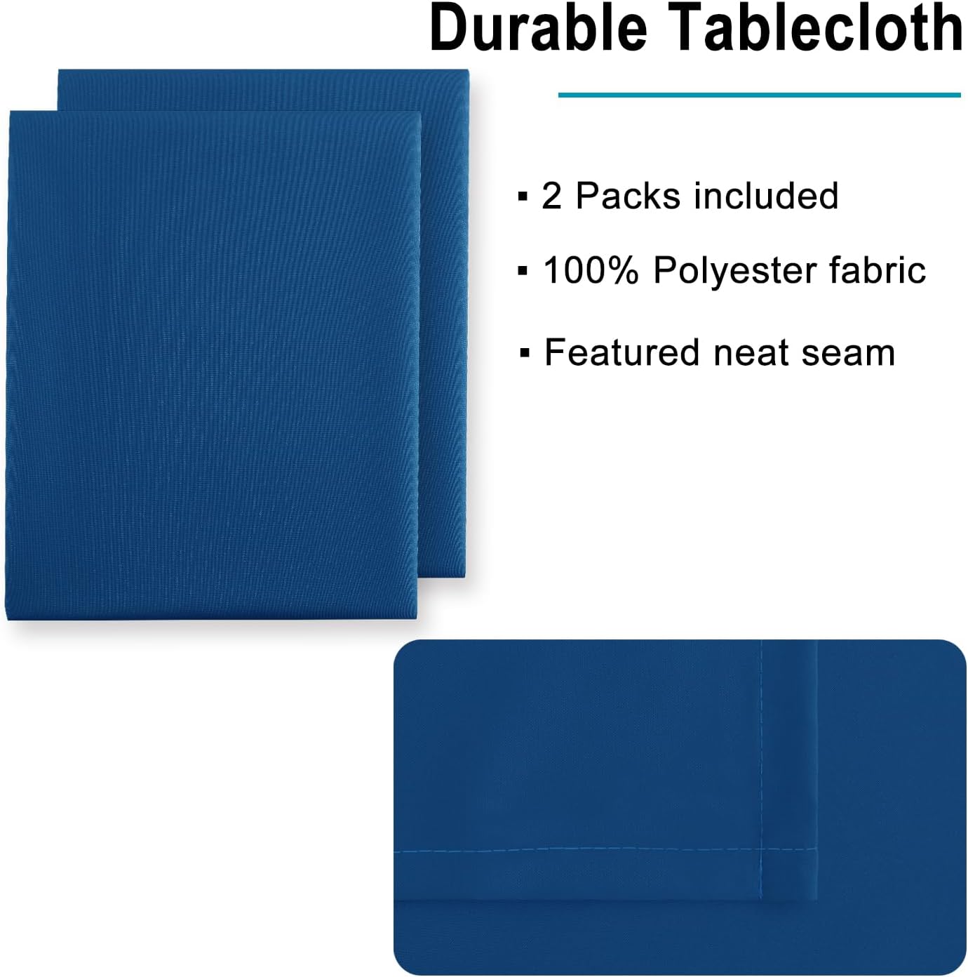 Hiasan 2 Pieces Royal Blue Tablecloth Rectangle - Waterproof and Washable Fabric Table Cloth for Card Tables, 60 x 120 Inch