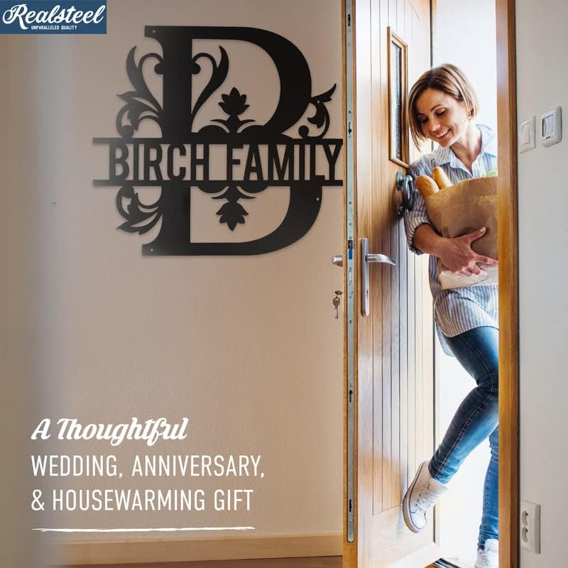 RealSteel Metal Split Letter Monogram – Personalized Last Name Sign for Home & Outdoor Décor – Custom Metal Wall Art – Family Name Sign, Welcome Sign