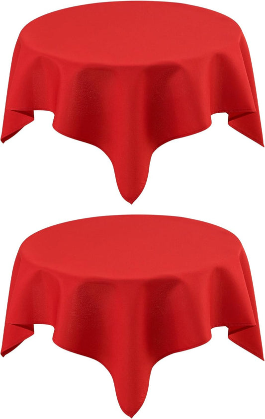 2 Pack Small Square Table Cloth 36X36 Inch Red Washable Fabric Tablecloth Polyester Solid Table Cover for Night Stand End Table Side Table Outdoor Indoor