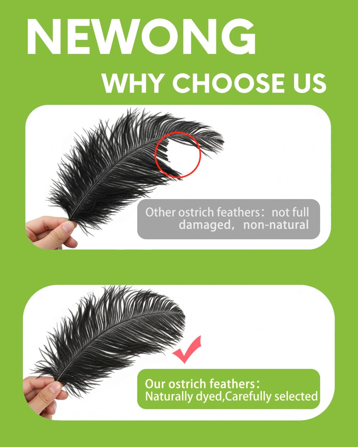 NEWONG 30pcs Black Ostrich Feathers Natural Bulk 8-10inch(20-25cm) Vase Craft Wedding Home Party Centerpieces Christmas Day Decoration