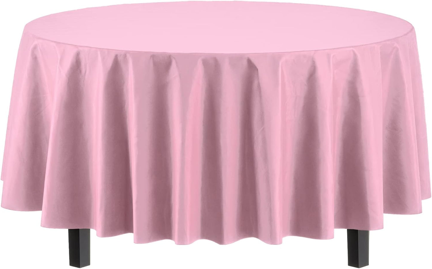 Exquisite 12-Pack Premium Plastic Tablecloth 84in. Round Table Cover - Pink