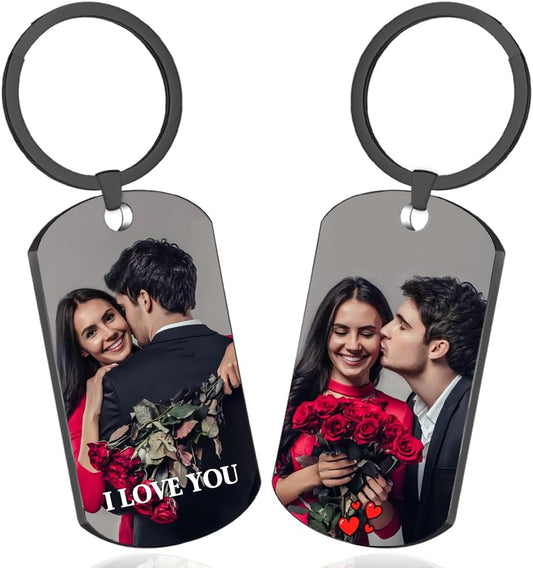 Custom Keychain with picture Double-sided Personalized Your Photo/Text/Icon for Men Family Boyfriend Gifts