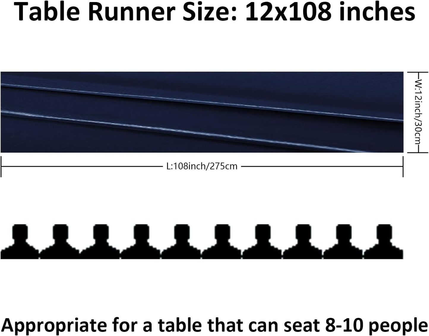 24Pack Table Runner 12 x 108 Inches Satin Silk Table Runner for Wedding, Birthday Party, Banquets, Graduations Decoration, fit Rectange and Round Table-Navy