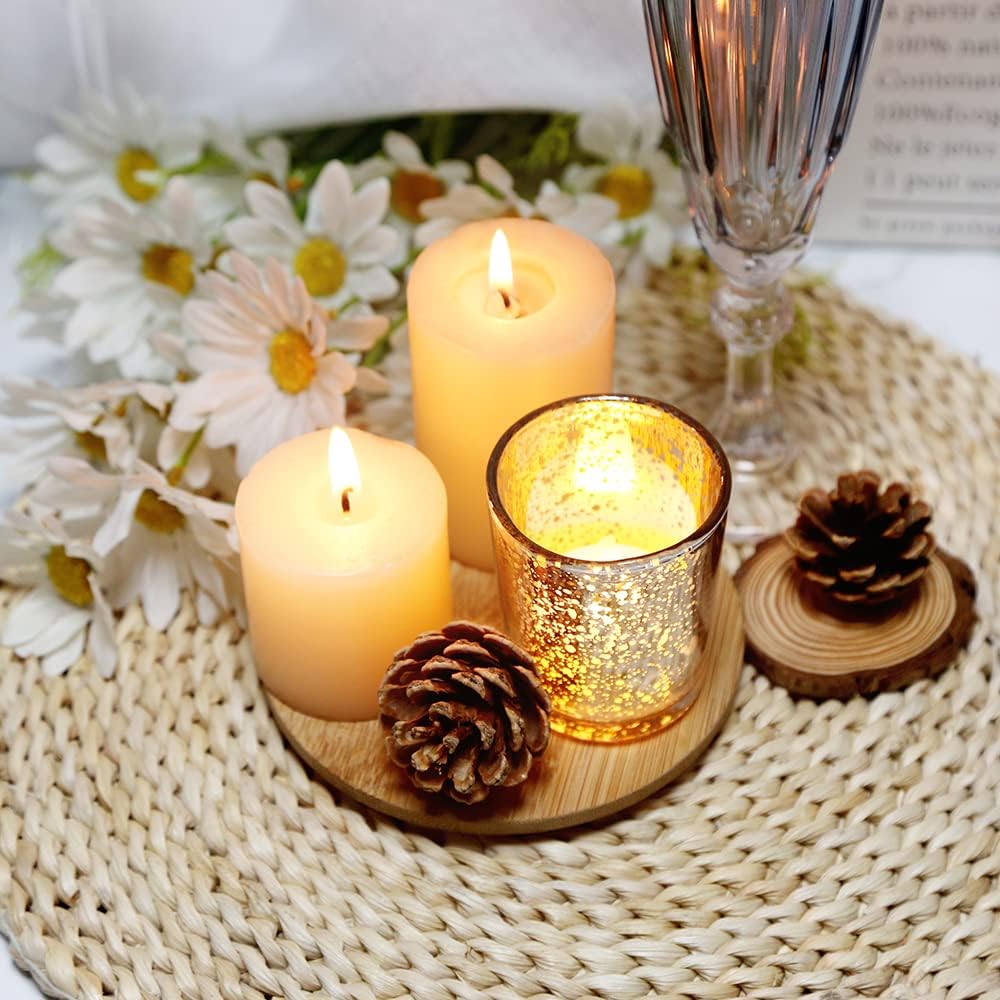 Silver Mercury Glass Tea Light Holders Set of 36 - Elegant Votive Candle Holders for Weddings, Showers and Home Decor - Perfect for Table Centerpieces and Parties (Glass, Silver)