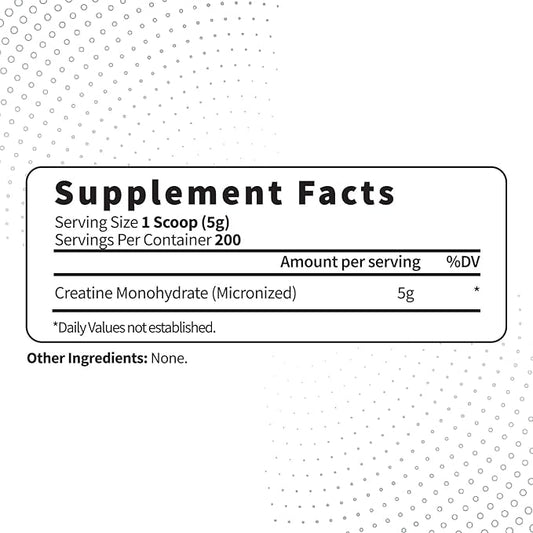 Type Zero Creatine Monohydrate (Unflavored) 1 KG, 5000mg (5g) Per Serving, Micronized, Zero Sugar, Keto Friendly & Gluten Free, 200 Servings