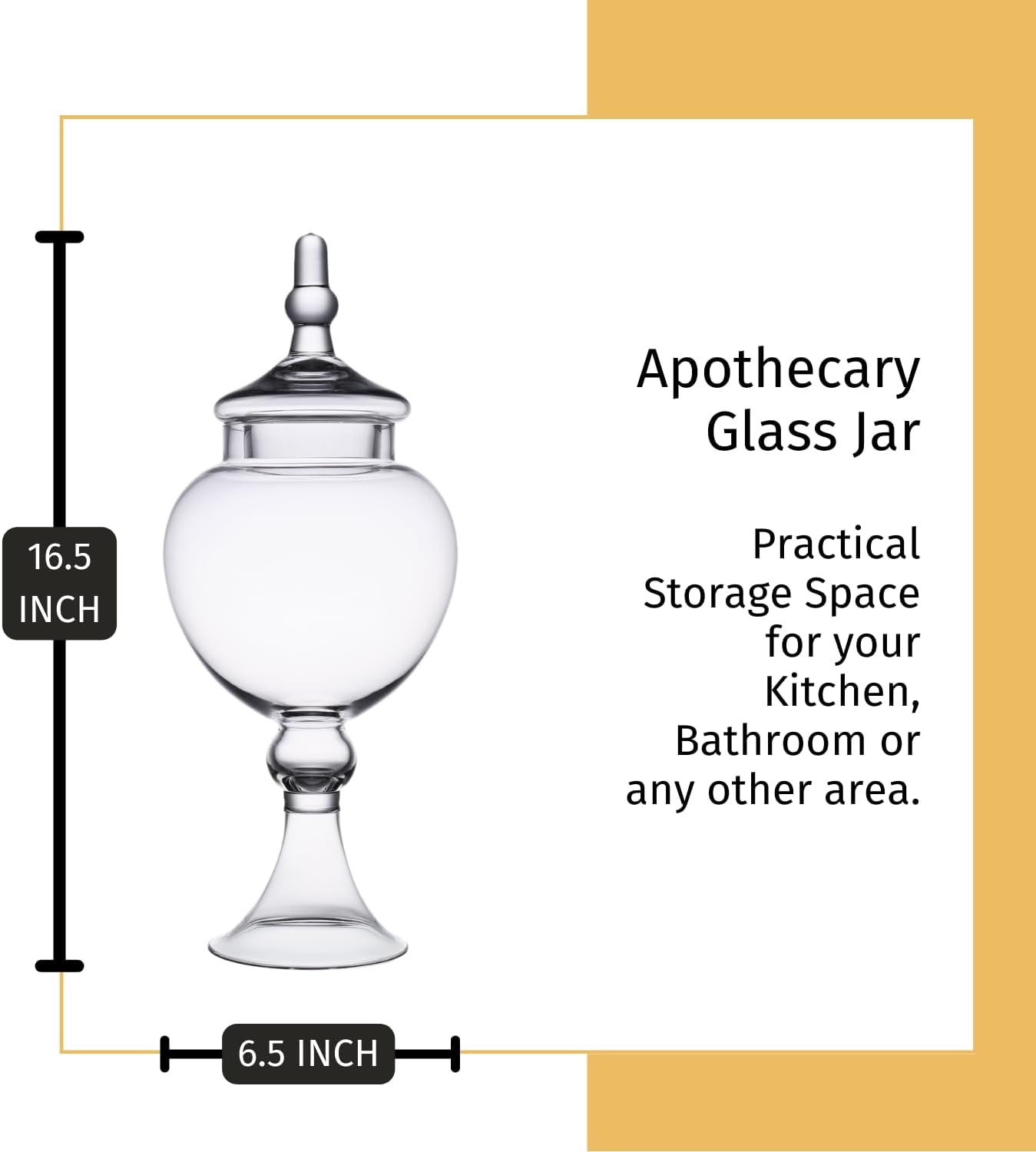 Diamond Star Clear Glass Apothecary Jars, Large Candy Buffet Display, Elegant Storage Jar, Decorative Wedding Candy Organizer Canisters (Height: 16.5" Body: 6.5")