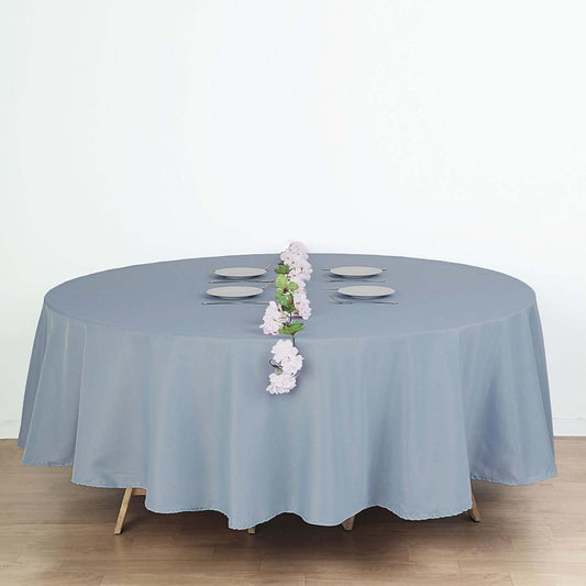 Efavormart Round Tablecloth, 108 Inch Stain & Wrinkle Resistant Washable Table Cloth, Decorative Polyester Fabric Table Cover for Banquet, Wedding, Dining- Dusty Blue