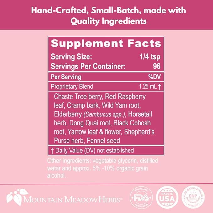 Mountain Meadow Herbs PMS Relief Drops | Liquid Herbal Supplement for Menstrual Period Discomfort | Hormonal Support for PMS Cramps, Mood Swings & Acne with Chaste Tree Berry (Vitex) & Wild Yam 2oz