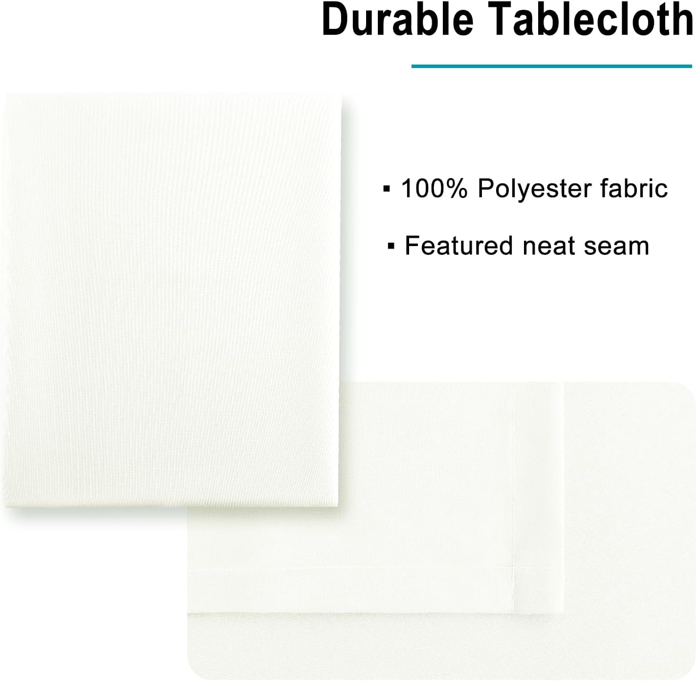 Hiasan Ivory Tablecloth for Rectangle Tables - Waterproof and Spillproof Washable Fabric Table Cloth for Dining Room Kitchen, 60 x 140 Inch