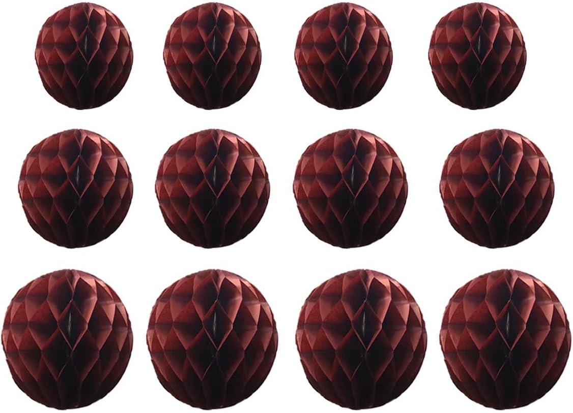 15pcs Honeycomb Balls Decorations 4'' 6'' 8'' Party Honeycomb Ball Flowers Tissue Pom poms Flower Ball Hanging Flower Balls for Baby Shower Birthday Wedding Nursery Decor(4'' 6'' 8'' Burgundy)