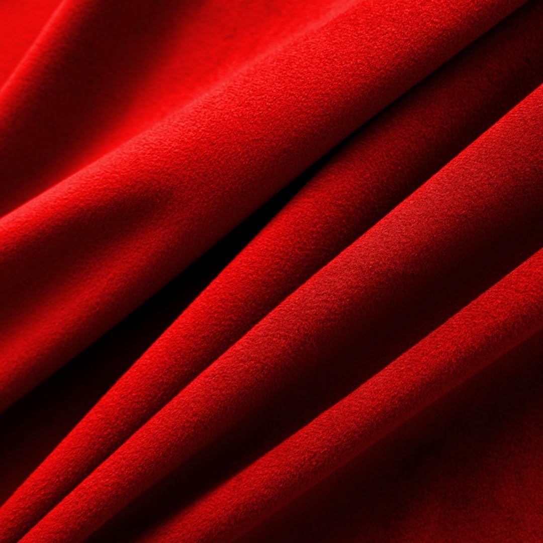F-CHU Red Tablecloth Thickset Velvet Tablecloth with Beautiful Gold Tassels Vintage Table Cloth for Home Decor Wedding, Party, Banquet and Events 48" Round