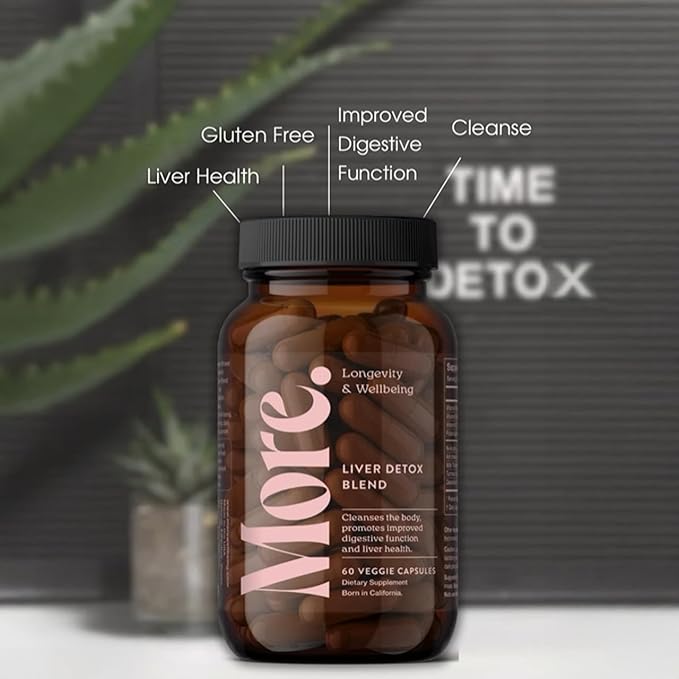 More. Longevity & Wellbeing Liver Detox Blend – Potent Extract-Based Formula with antioxidants and Amino acids for Liver and Digestive Support. Third-Party Tested. Made in The USA. 60 Capsules.