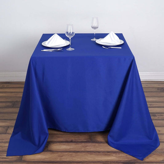 Efavormart 90" Royal Blue Wholesale Linens Polyester Square Linen Tablecloth for Kitchen Dining Catering Wedding Birthday Events