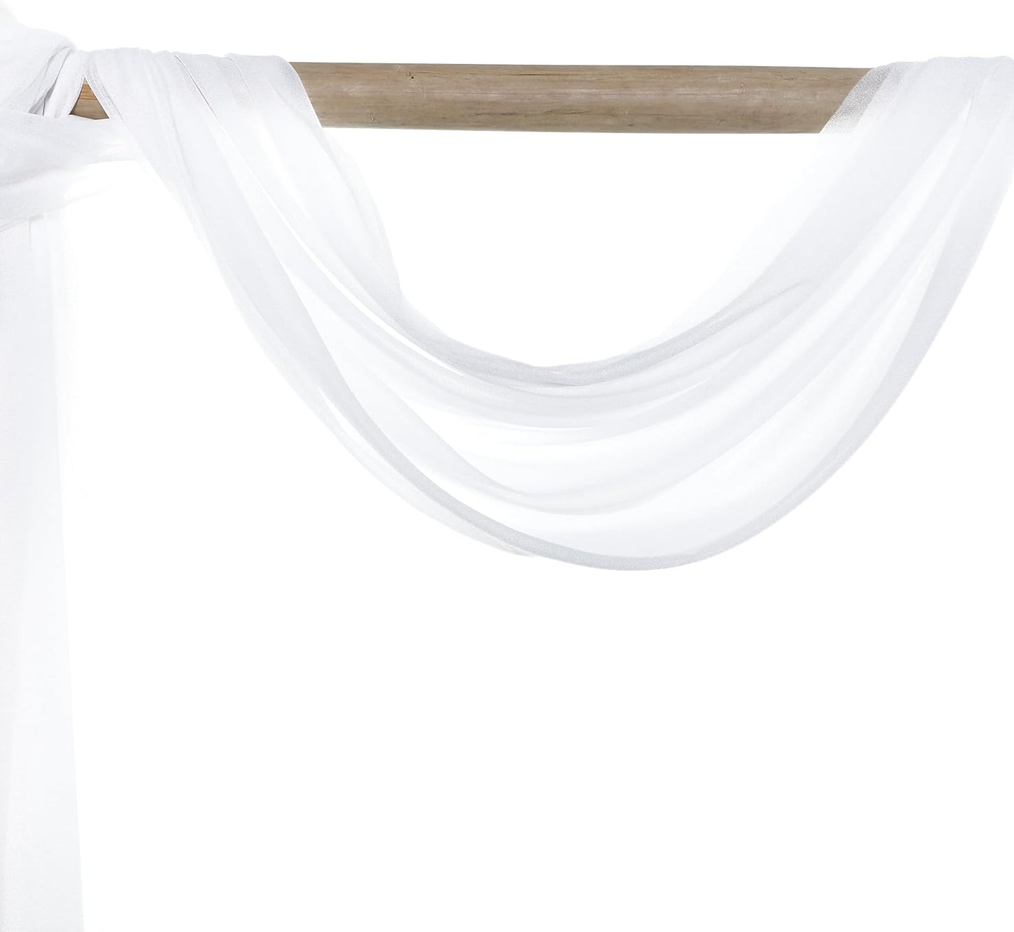 VDS Pack of 3 Panel (30 Inch X 20 Feet) Wedding Arch Draping Fabric Sheer Chiffon Fabric Drapery for Wedding Ceremony Reception Swag Backdrop Canopy Chuppah ARBO Altars Decoration (White)