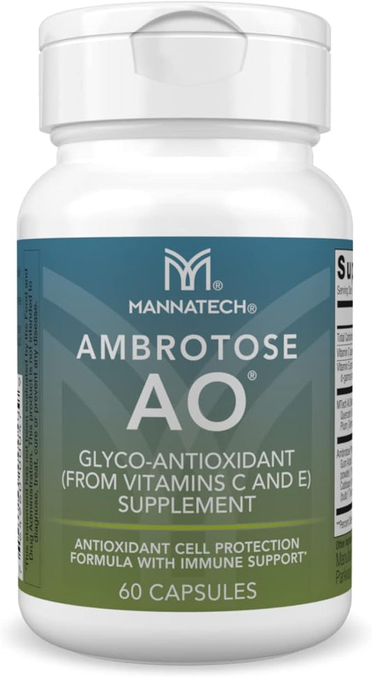 Mannatech Ambrotose AO 60 Capsules Loaded w/ Vitamin C and Vitamin E. Helps Body Against Free Radicals. Gluten-Free, Dairy-Free & Vegetarian-Friendly Immune Support Supplement
