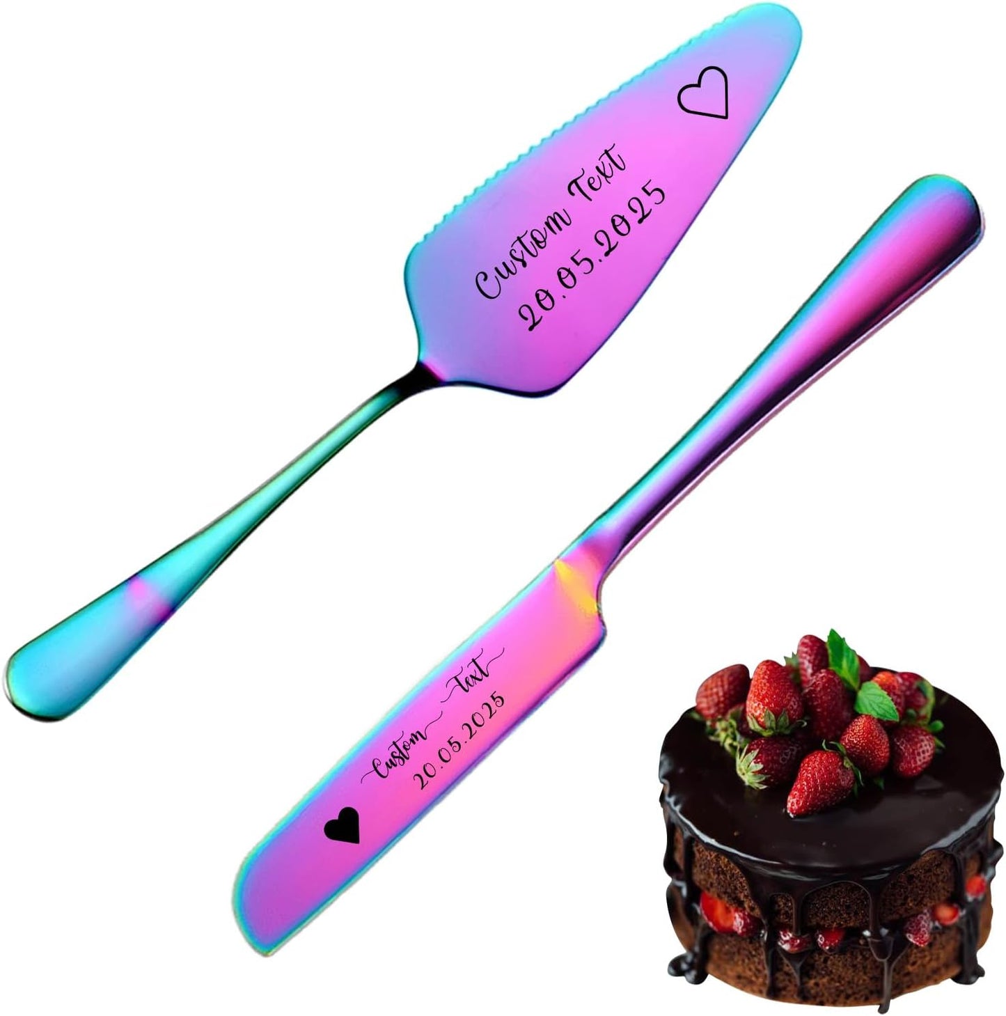 Custom Wedding Cake Knife and Server Set,Personalised Cake Serving Kit,Engraved Cake Cutting Set for Wedding,Personalized Gift for Anniversary, Valentine's Day Birthday or Christmas