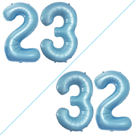 GOER Number 23 Balloons for 23rd Birthday Party Decorations,42 Inch Jumbo Foil Helium 32 Balloons for 32nd Birthday Party Decoration (Light Blue)