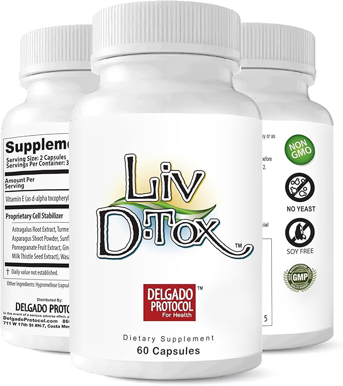 Liv D-Tox - 3-Pack 180 Capsules Total - Liver Detox and Cleanse Support Health Supplement, with Turmeric Root Extract, Milk Thistle, Astragalus, Wasabi Root, and Asparagus (3)